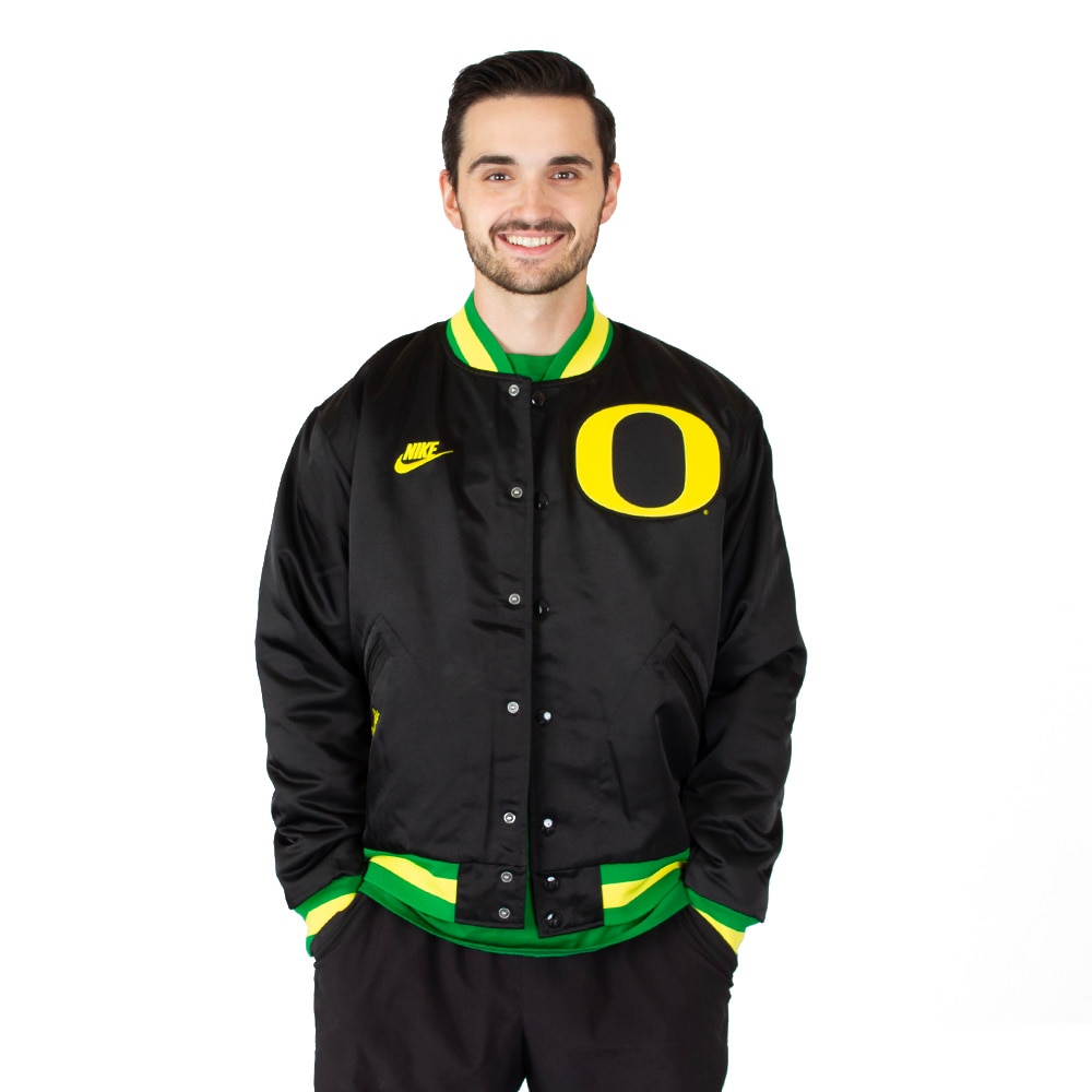 Interlocking UO, Nike, Black, Coat/Jacket, Polyester, Men, Varsity, Bomber styler, Oregon Ducks, 926413